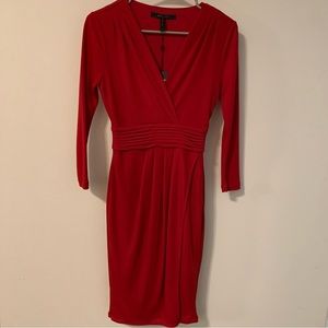 NWT BCBGMaxAzria Red Jenesis Mock Wrap Dress Size Small